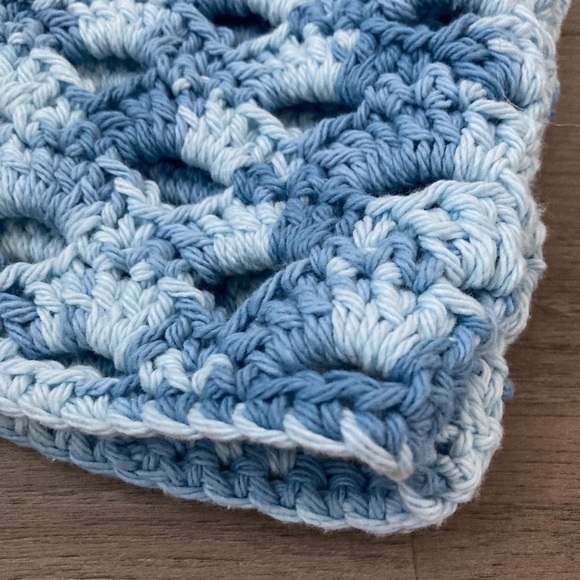 HANDMADE knit crochet top in shades of blue - Picture 8 of 8